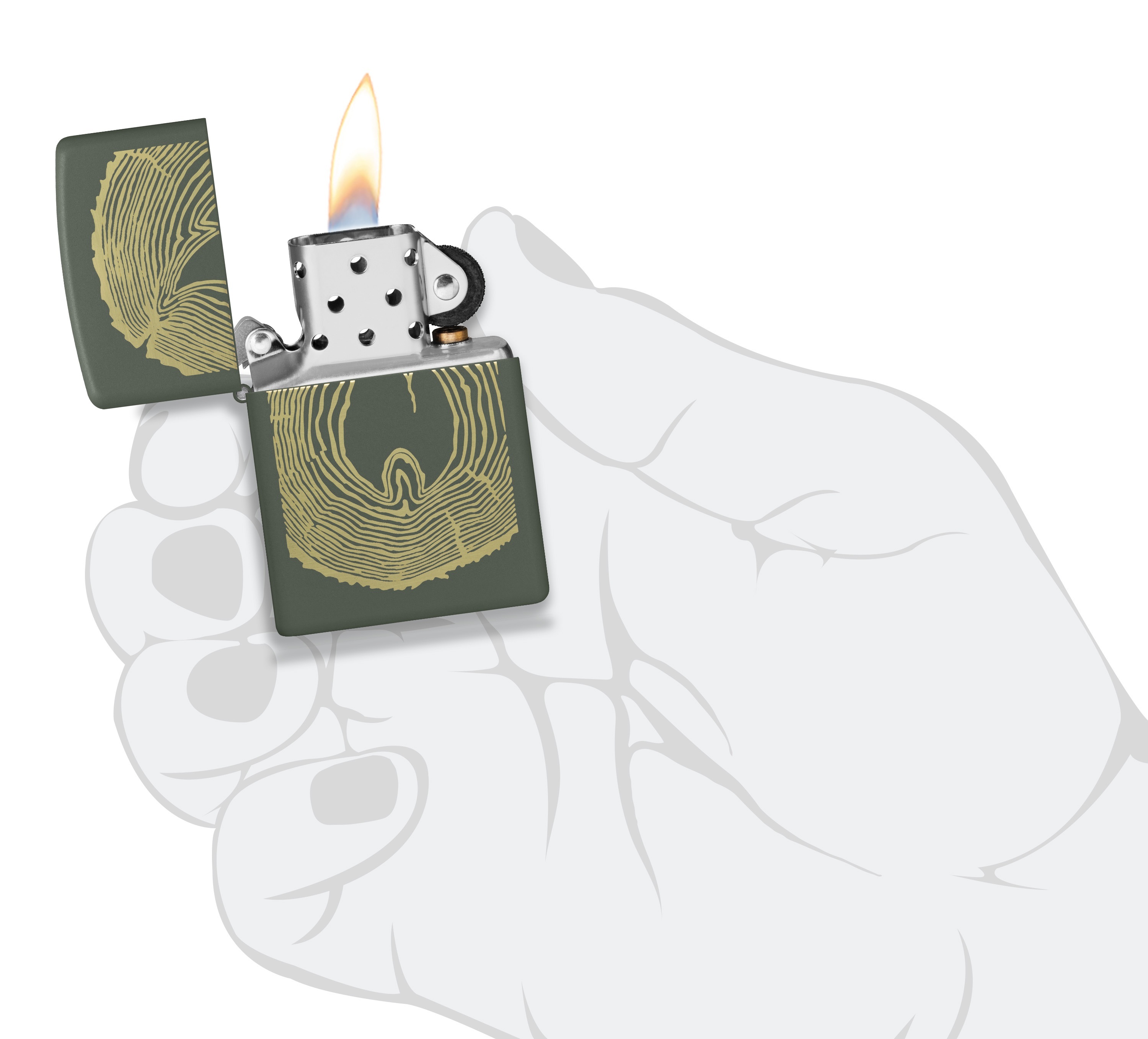 Front shot of Zippo Bejeweled Beetle Design High Polish Brass Windproof Lighter standing at a 3/4 angle.