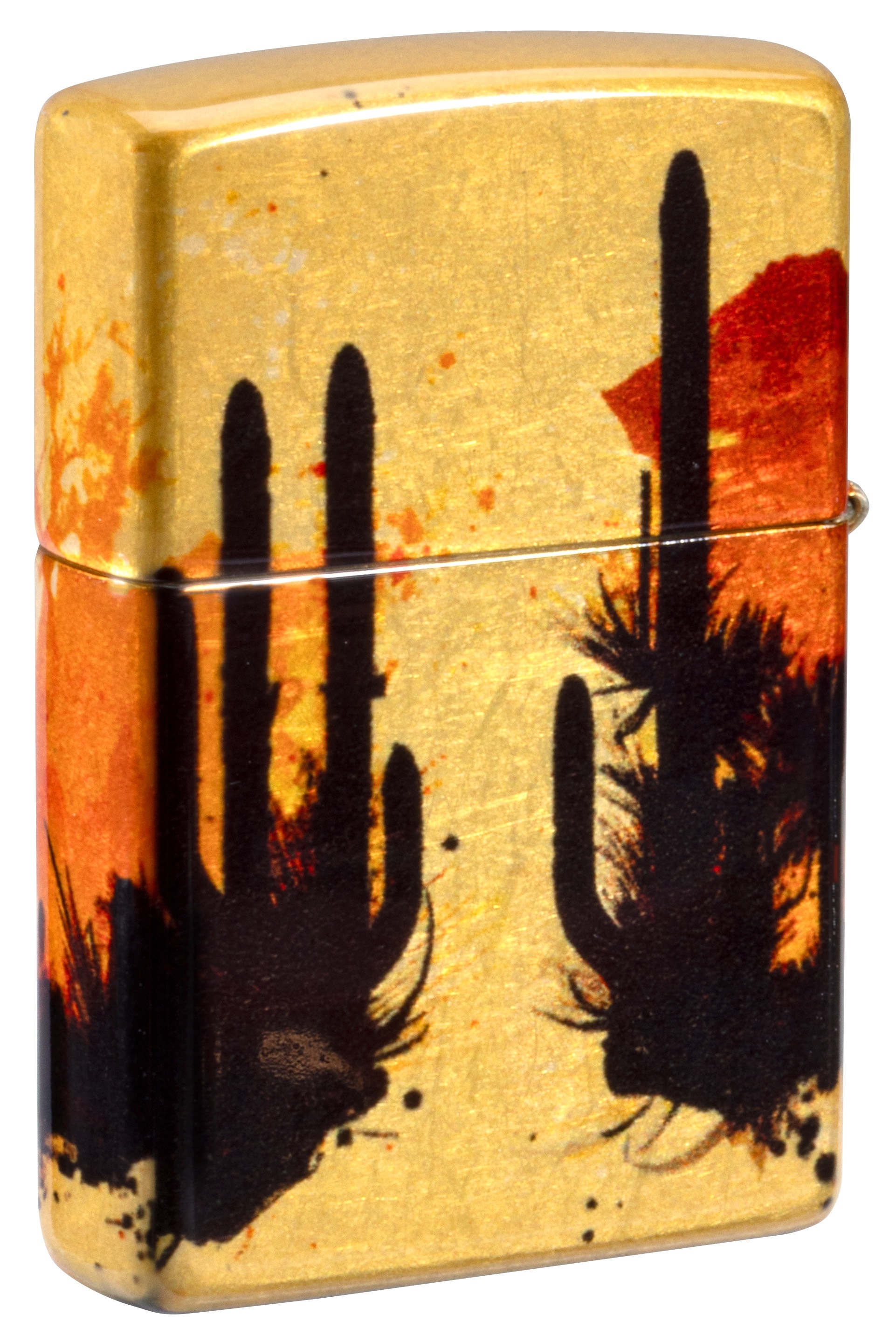 Front shot of Zippo Bejeweled Beetle Design High Polish Brass Windproof Lighter standing at a 3/4 angle.