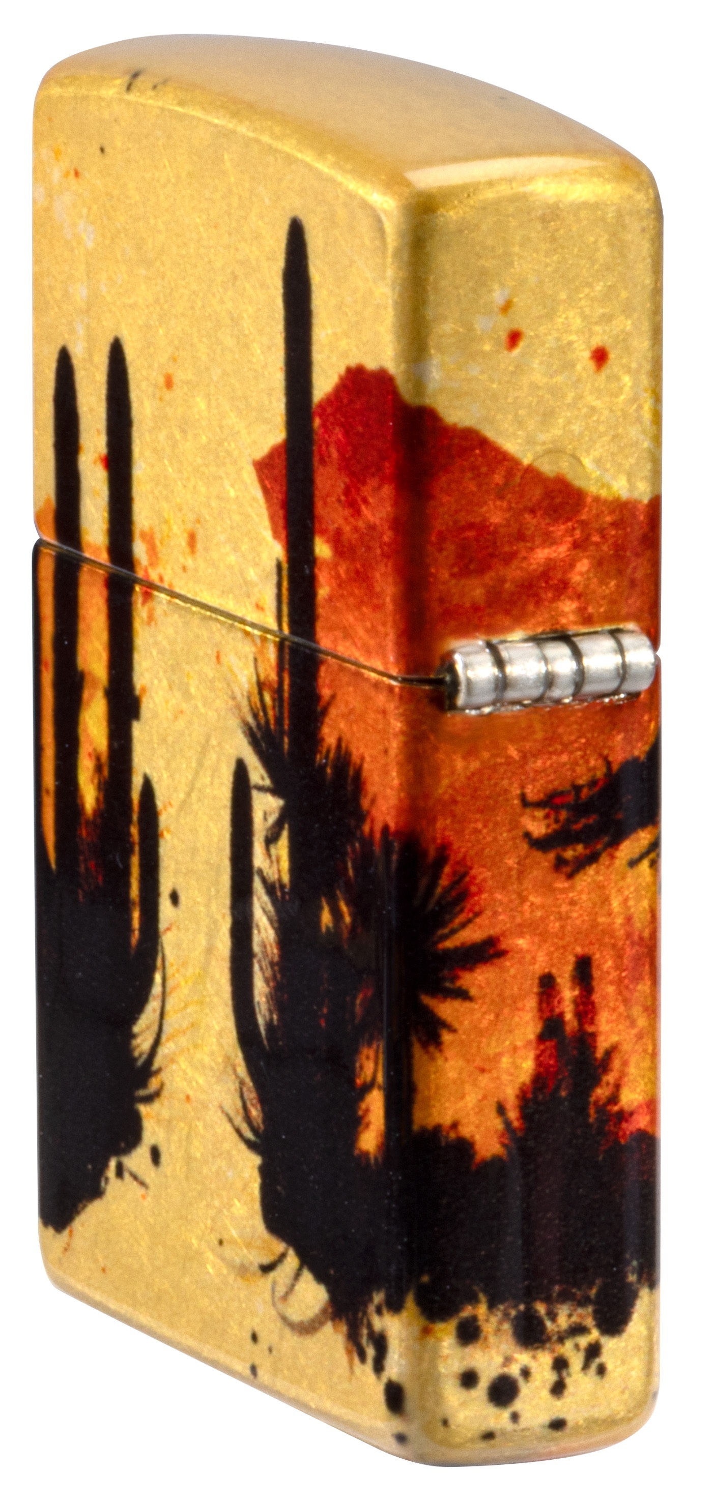 Front shot of Zippo Bejeweled Beetle Design High Polish Brass Windproof Lighter standing at a 3/4 angle.