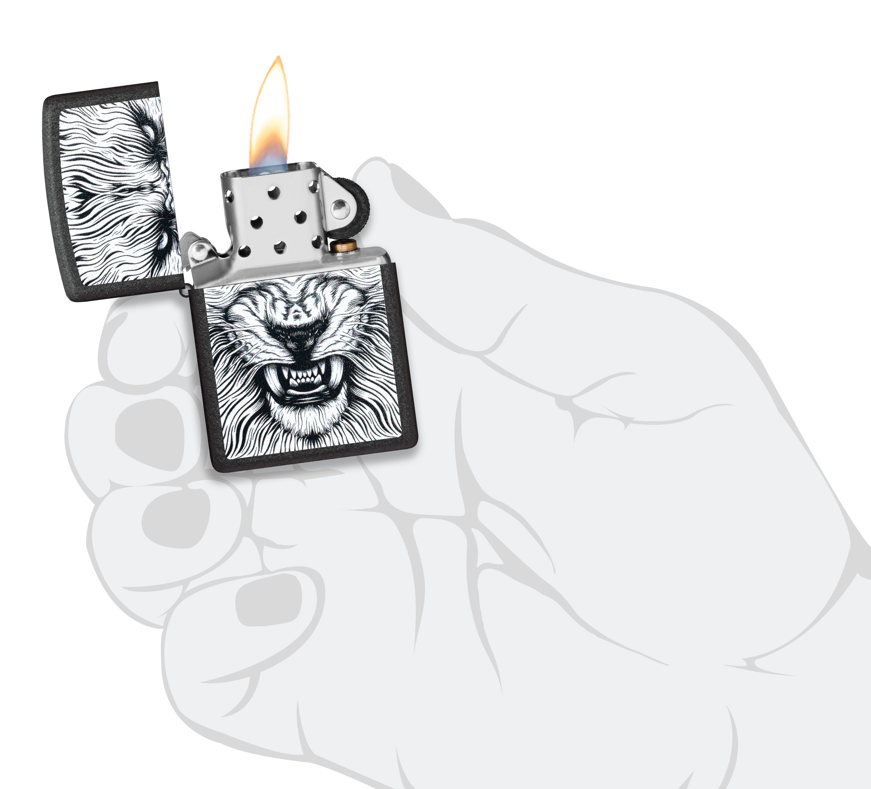 Front shot of Zippo Bejeweled Beetle Design High Polish Brass Windproof Lighter standing at a 3/4 angle.