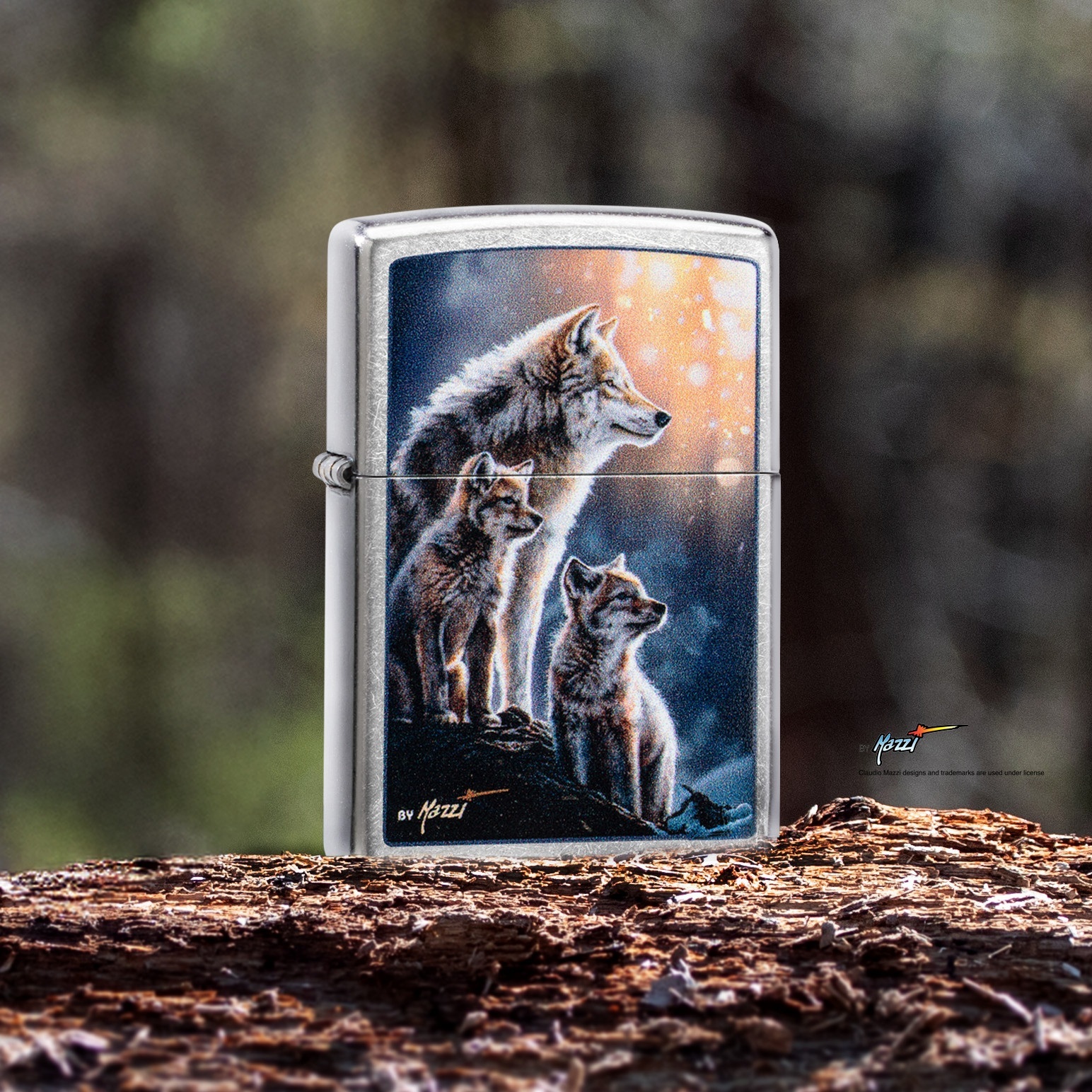 Front shot of Zippo Bejeweled Beetle Design High Polish Brass Windproof Lighter standing at a 3/4 angle.