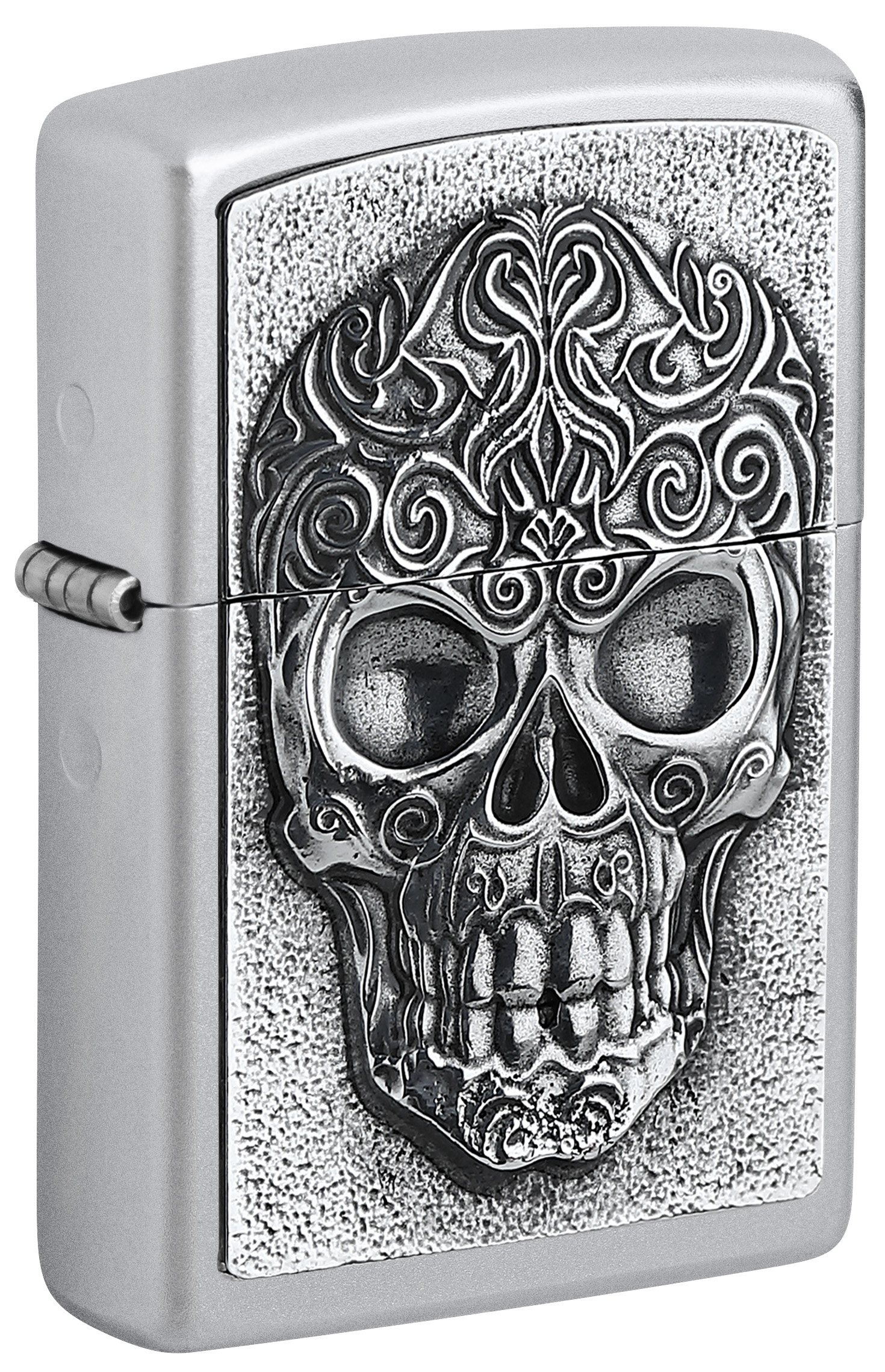 Front shot of Zippo Bejeweled Beetle Design High Polish Brass Windproof Lighter standing at a 3/4 angle.