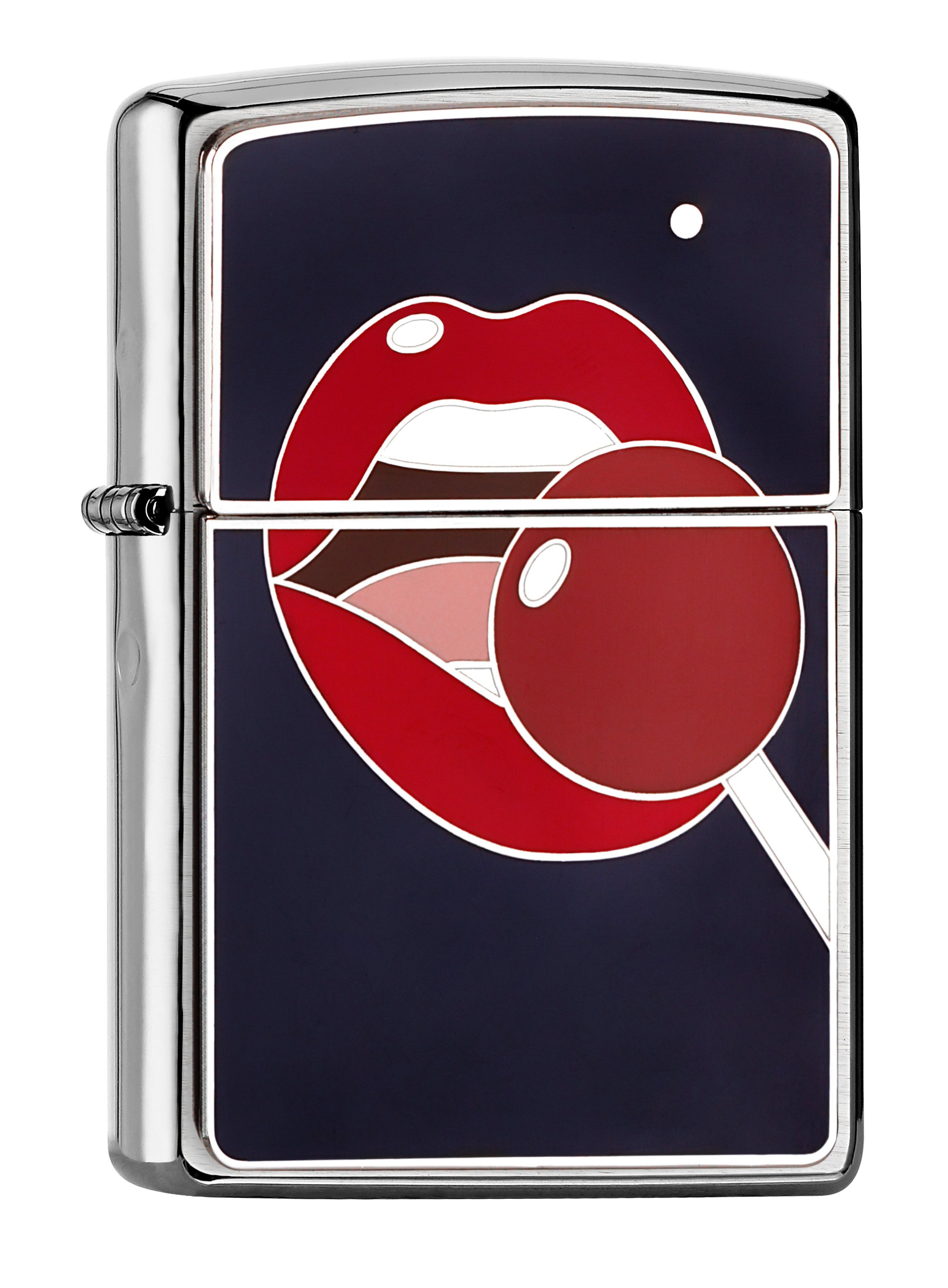 Front shot of Zippo Bejeweled Beetle Design High Polish Brass Windproof Lighter standing at a 3/4 angle.