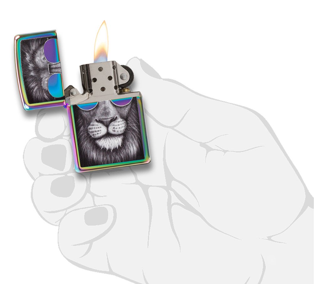Front shot of Zippo Bejeweled Beetle Design High Polish Brass Windproof Lighter standing at a 3/4 angle.