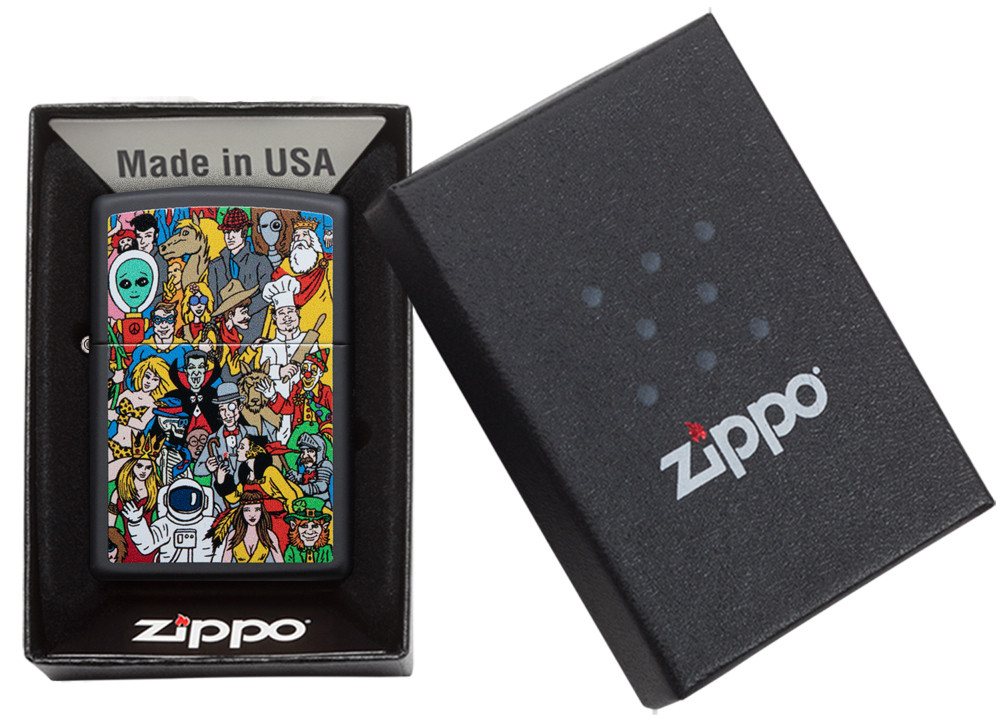 Front shot of Zippo Bejeweled Beetle Design High Polish Brass Windproof Lighter standing at a 3/4 angle.