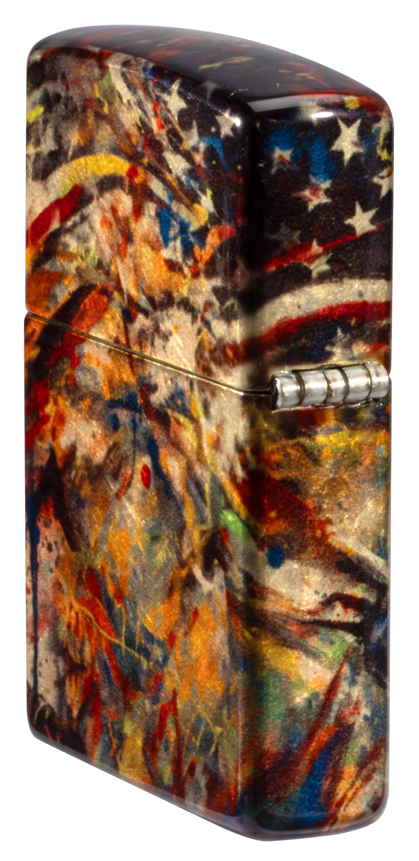 Front shot of Zippo Bejeweled Beetle Design High Polish Brass Windproof Lighter standing at a 3/4 angle.