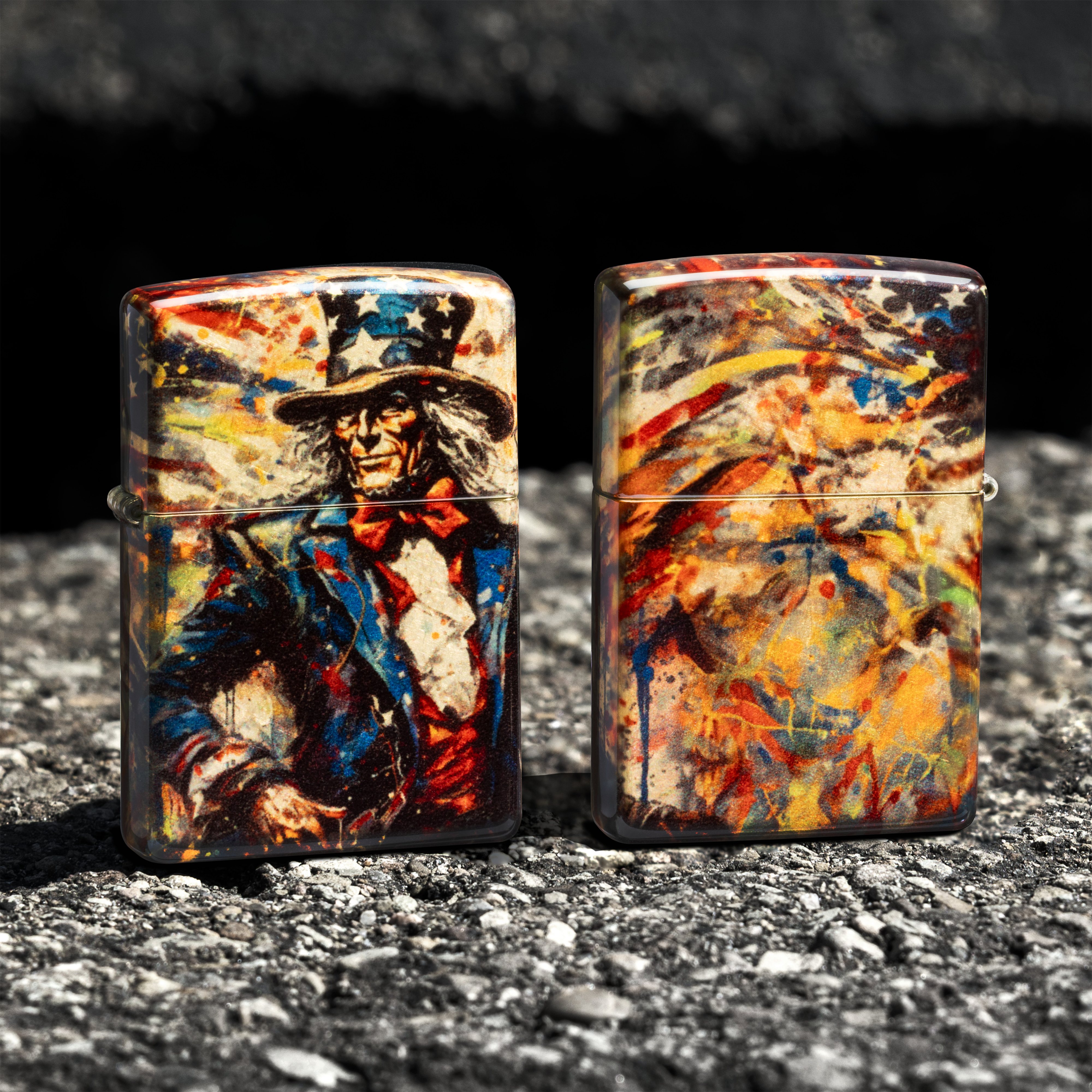 Front shot of Zippo Bejeweled Beetle Design High Polish Brass Windproof Lighter standing at a 3/4 angle.