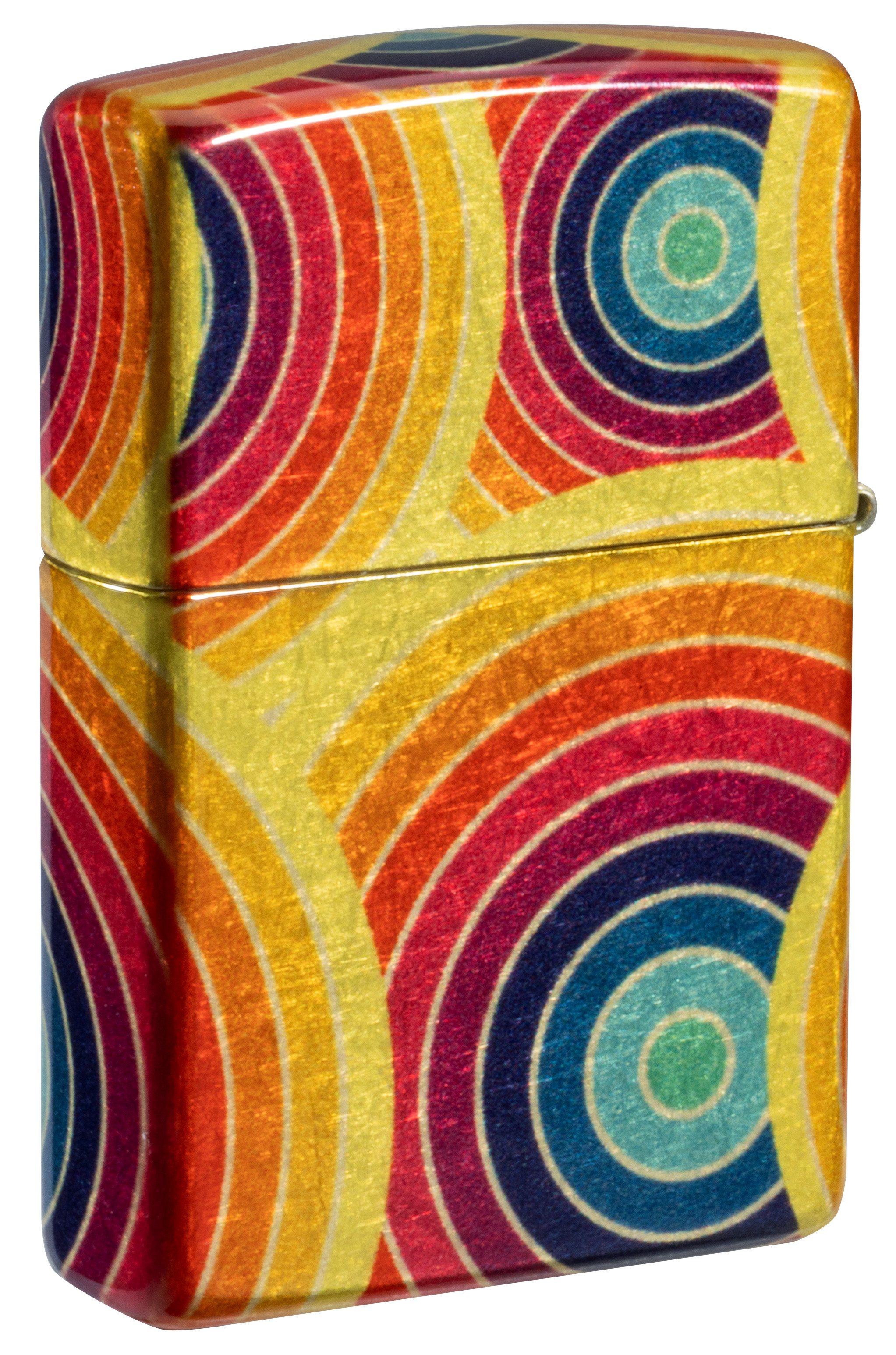 Front shot of Zippo Bejeweled Beetle Design High Polish Brass Windproof Lighter standing at a 3/4 angle.