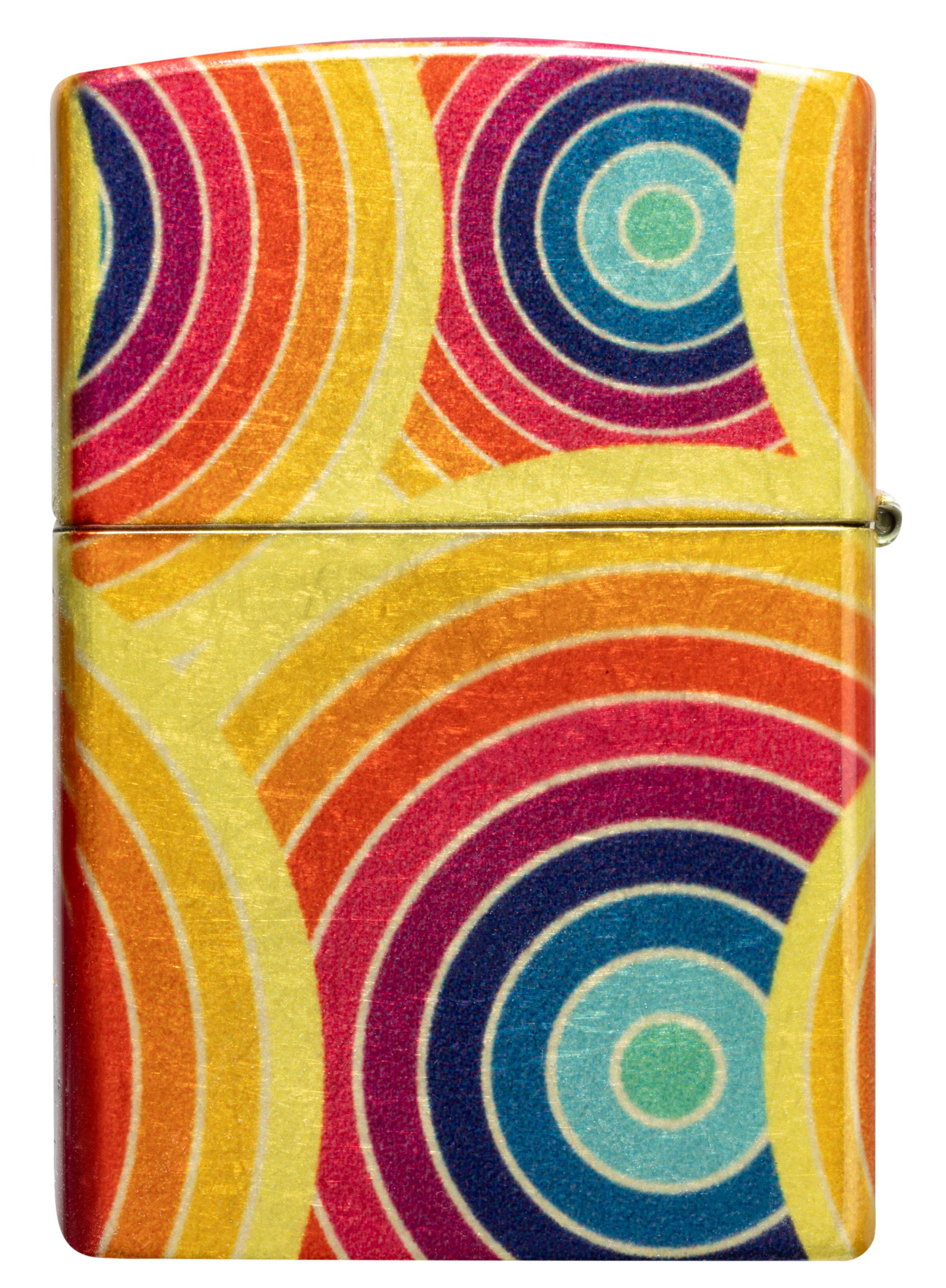 Front shot of Zippo Bejeweled Beetle Design High Polish Brass Windproof Lighter standing at a 3/4 angle.