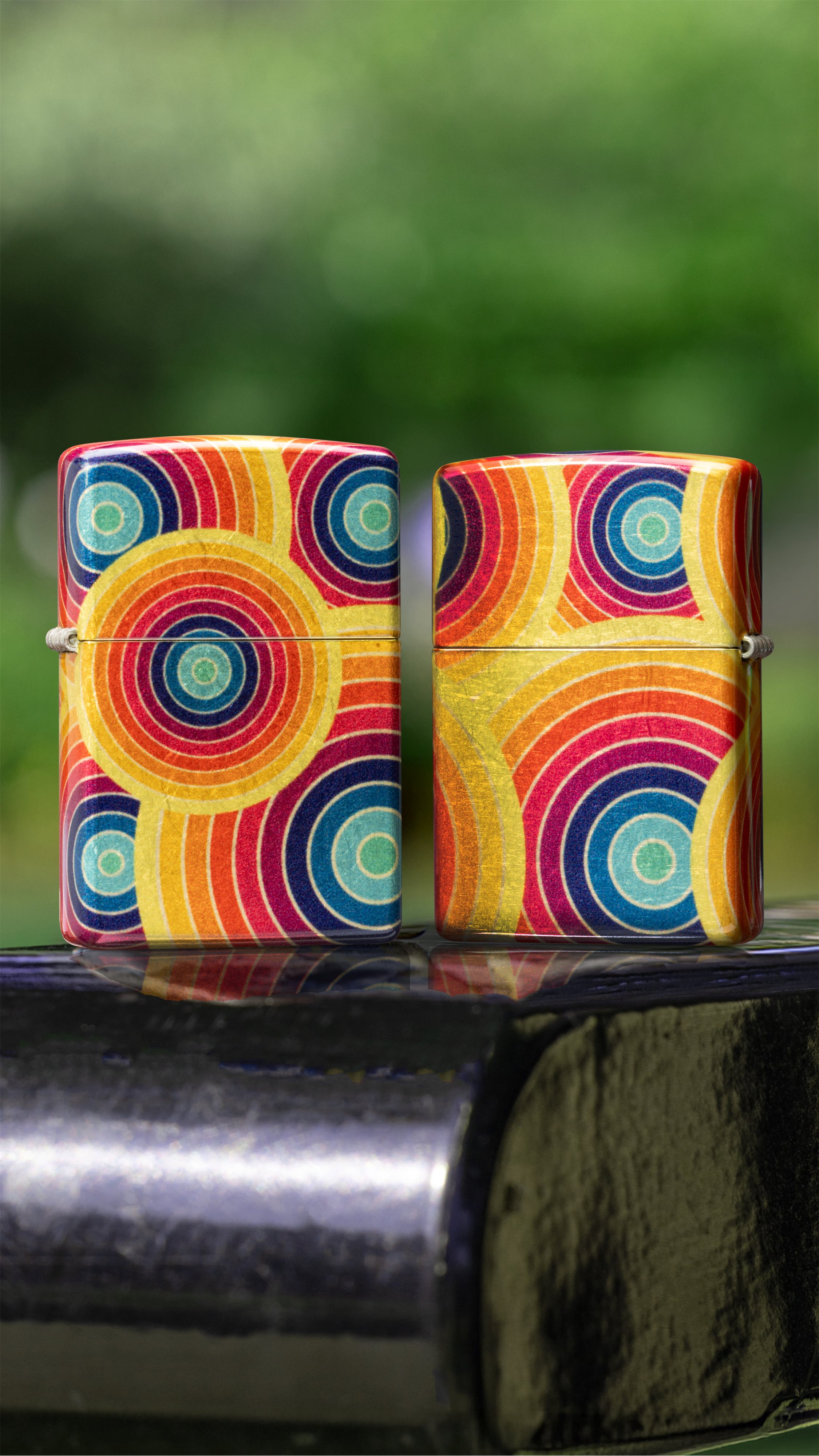 Front shot of Zippo Bejeweled Beetle Design High Polish Brass Windproof Lighter standing at a 3/4 angle.