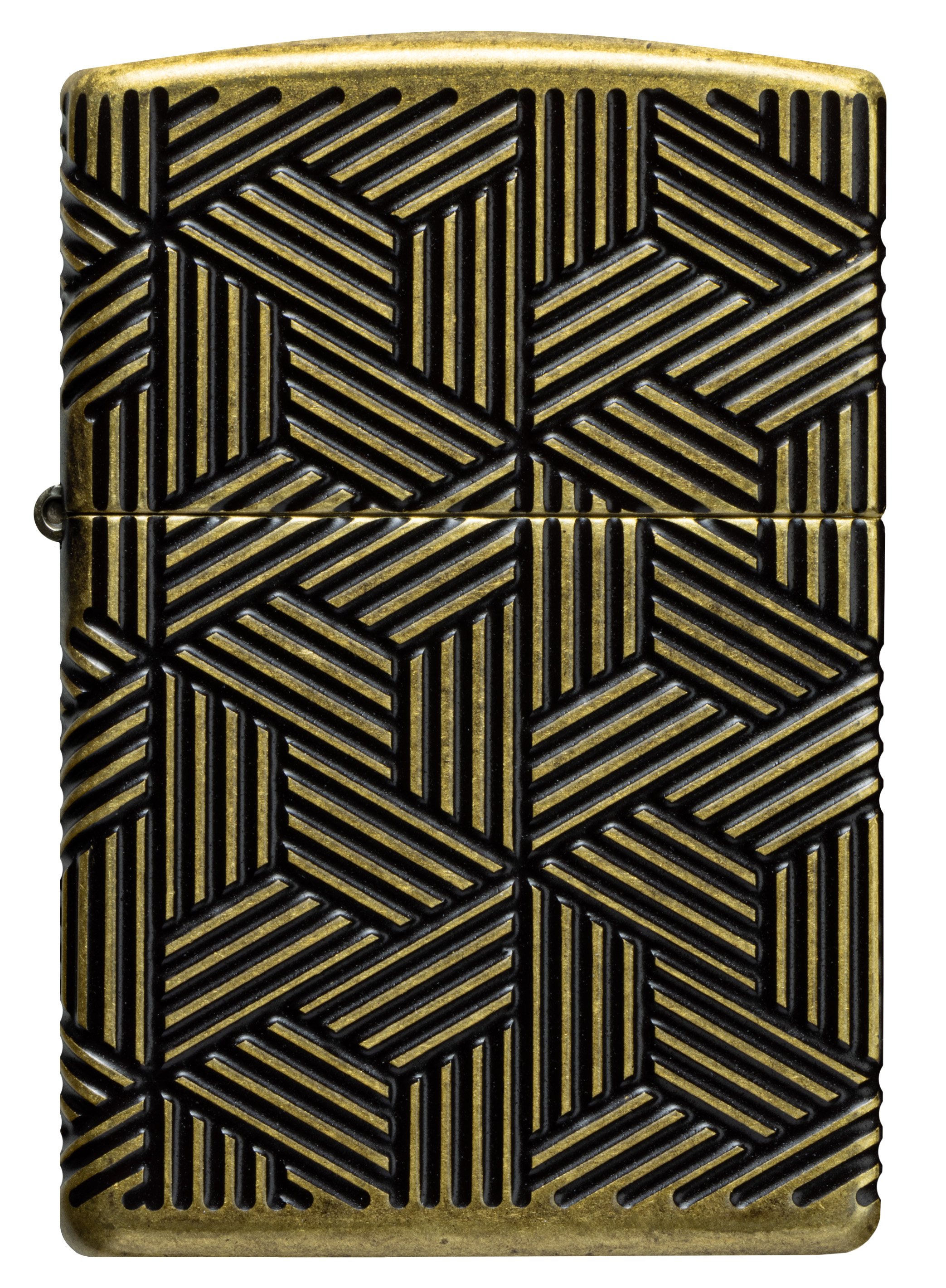 Front shot of Zippo Bejeweled Beetle Design High Polish Brass Windproof Lighter standing at a 3/4 angle.