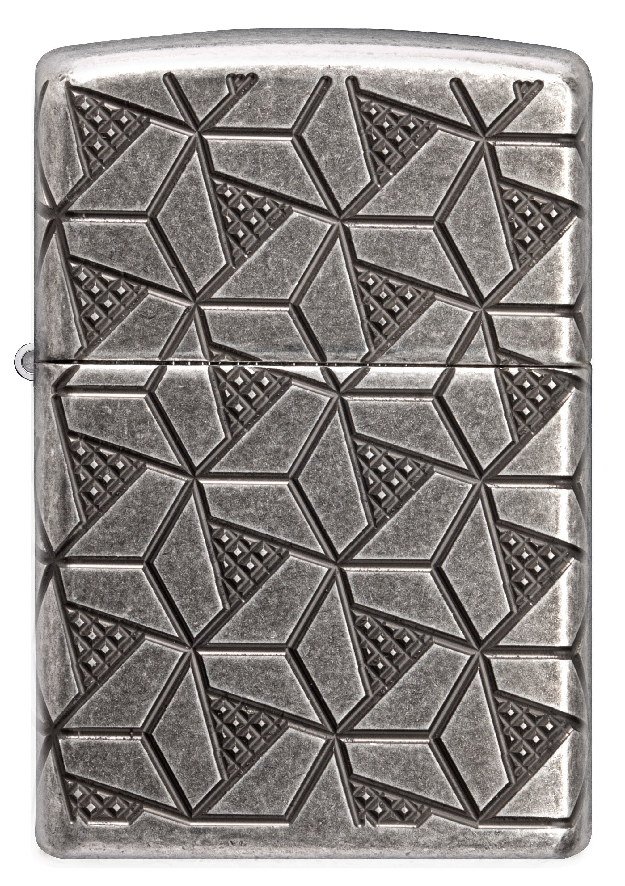 Front shot of Zippo Bejeweled Beetle Design High Polish Brass Windproof Lighter standing at a 3/4 angle.