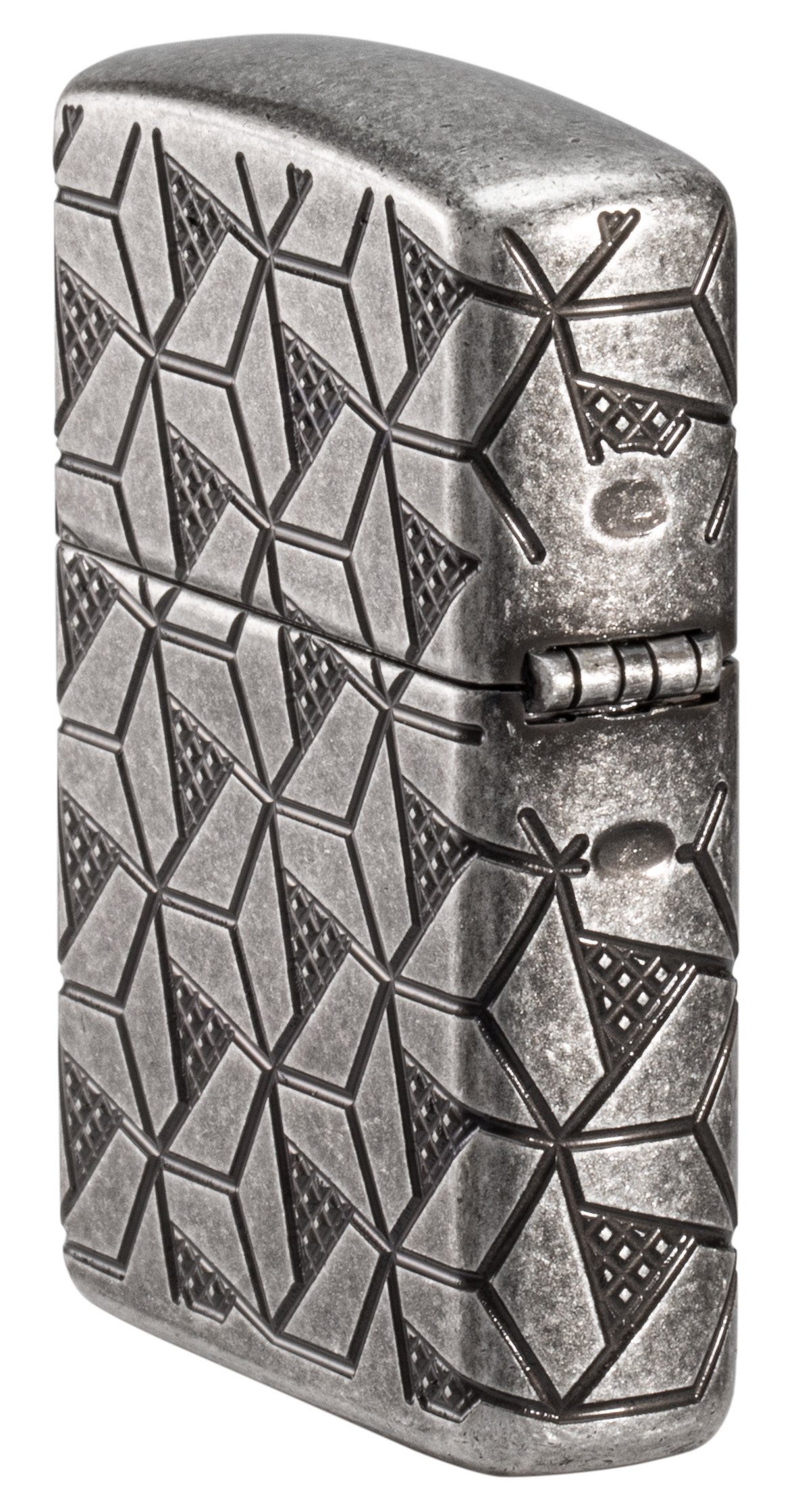 Front shot of Zippo Bejeweled Beetle Design High Polish Brass Windproof Lighter standing at a 3/4 angle.