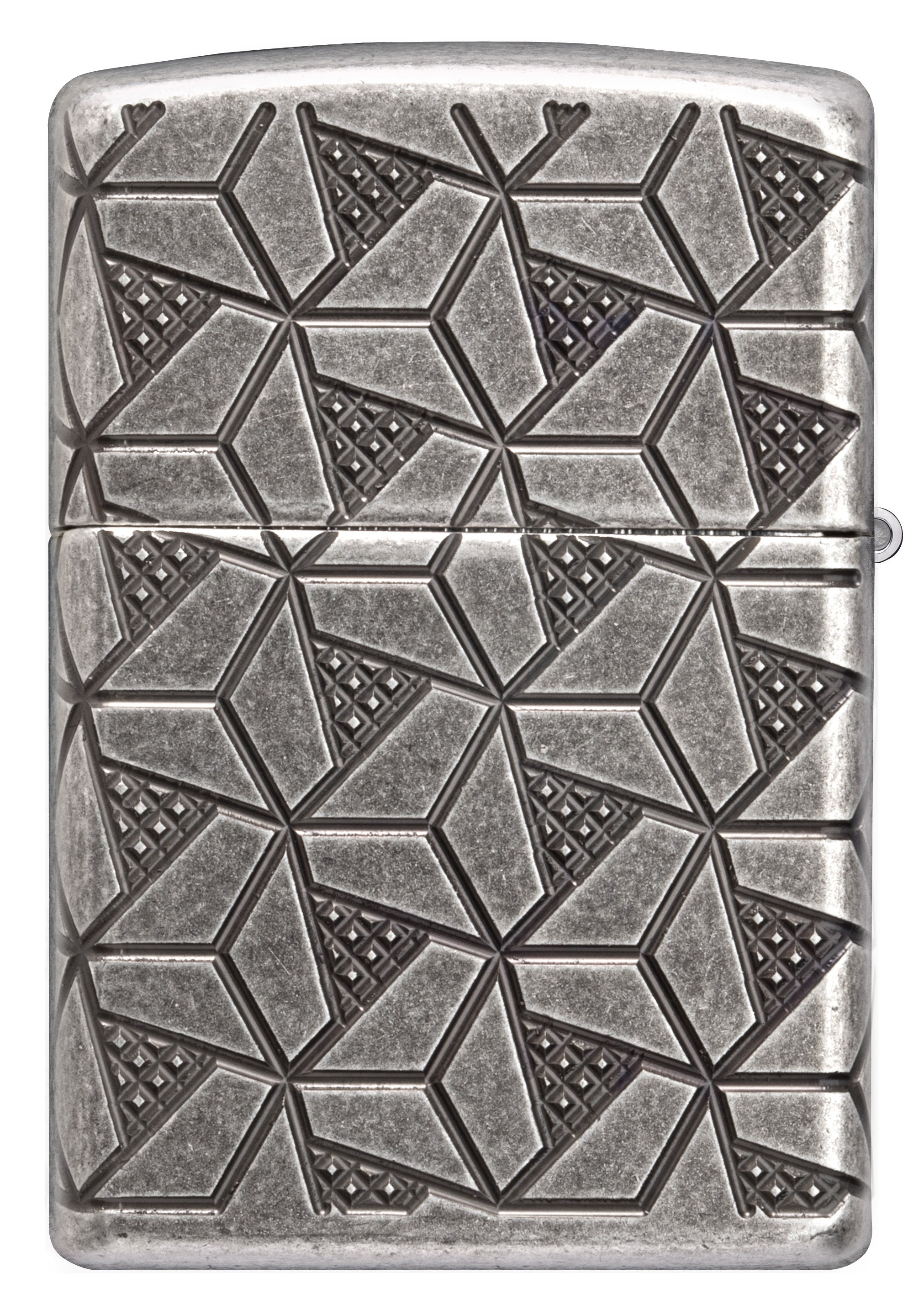 Front shot of Zippo Bejeweled Beetle Design High Polish Brass Windproof Lighter standing at a 3/4 angle.