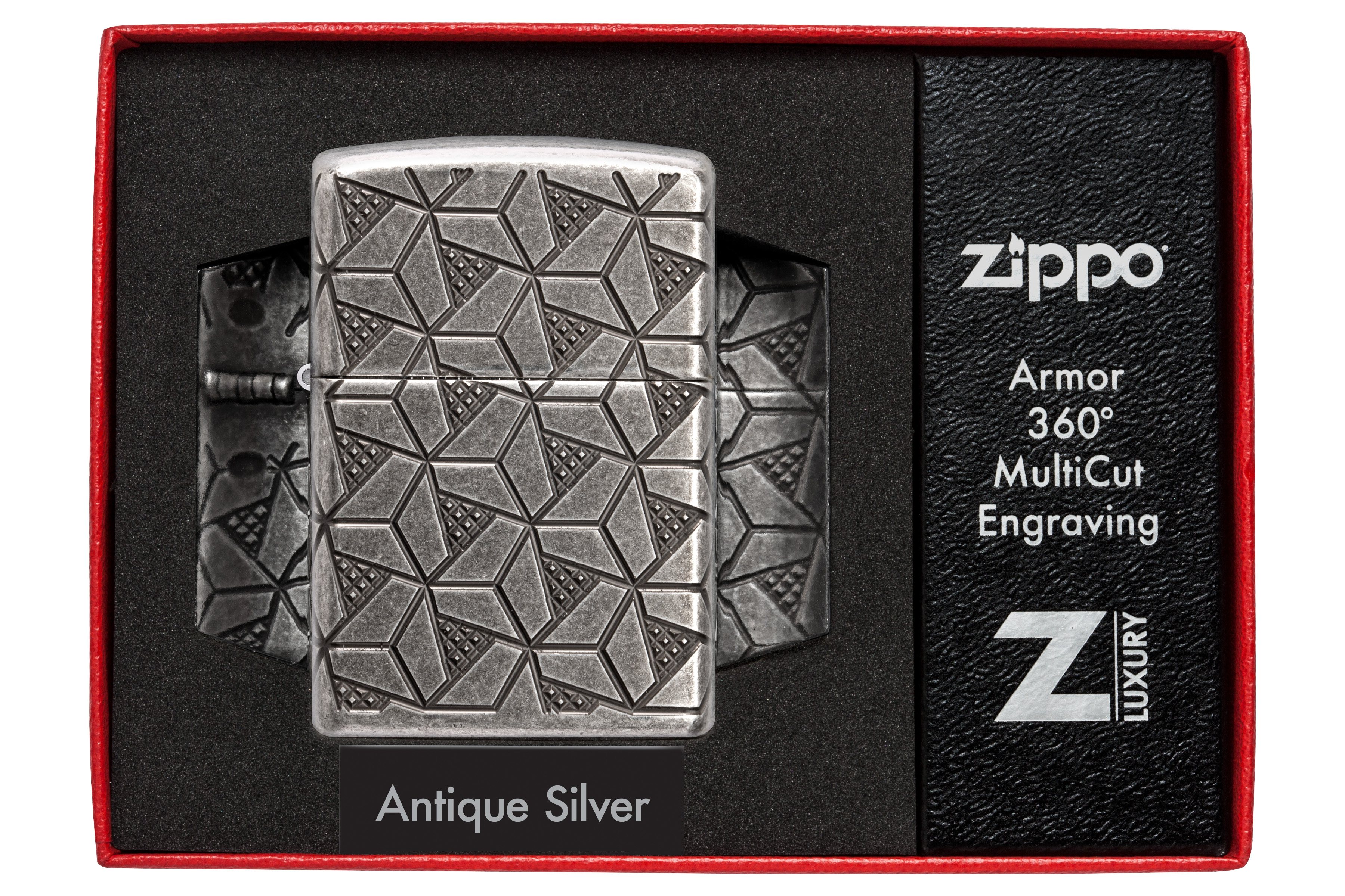 Front shot of Zippo Bejeweled Beetle Design High Polish Brass Windproof Lighter standing at a 3/4 angle.