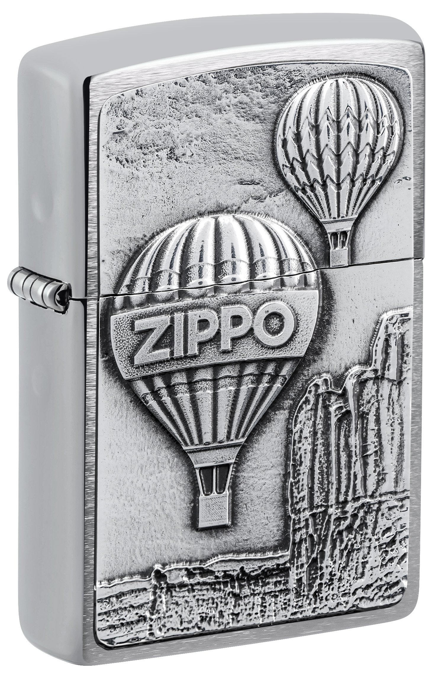 Front shot of Zippo Bejeweled Beetle Design High Polish Brass Windproof Lighter standing at a 3/4 angle.