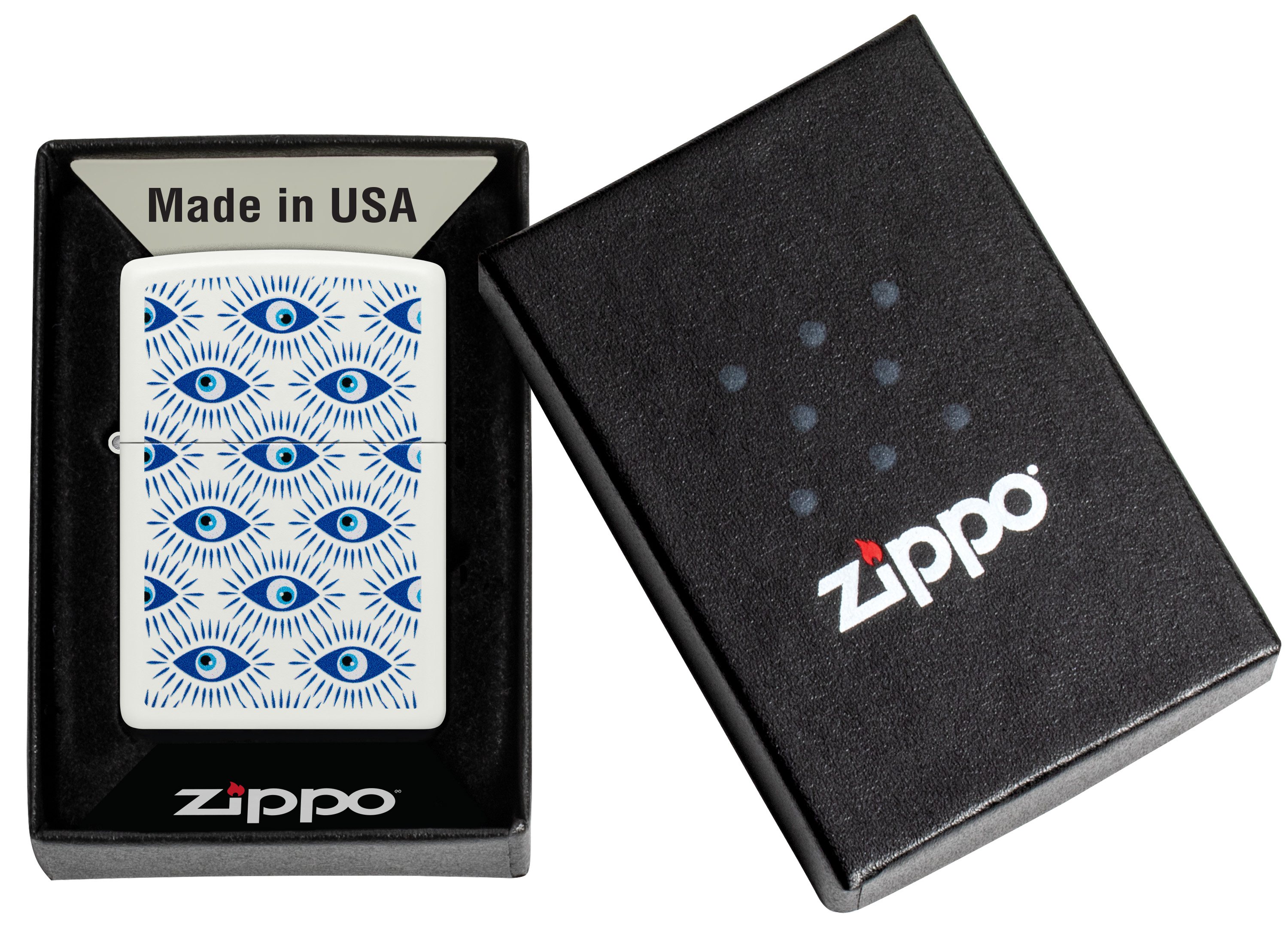 Front shot of Zippo Bejeweled Beetle Design High Polish Brass Windproof Lighter standing at a 3/4 angle.