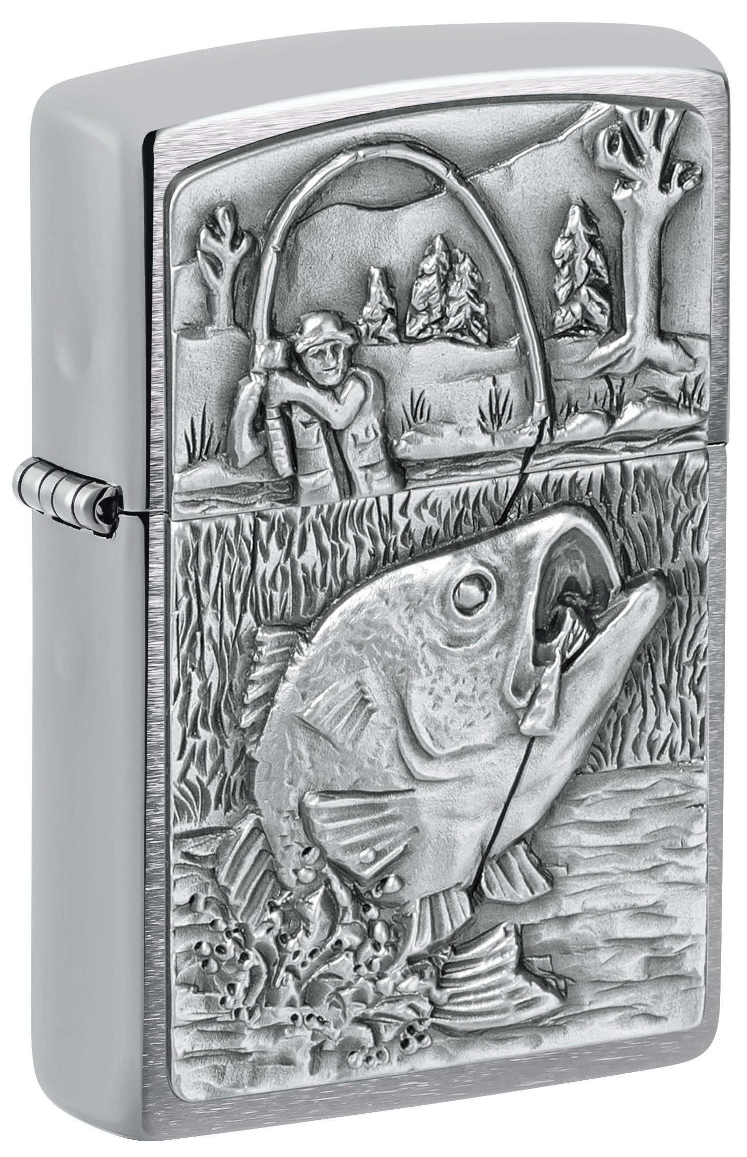 Front shot of Zippo Bejeweled Beetle Design High Polish Brass Windproof Lighter standing at a 3/4 angle.