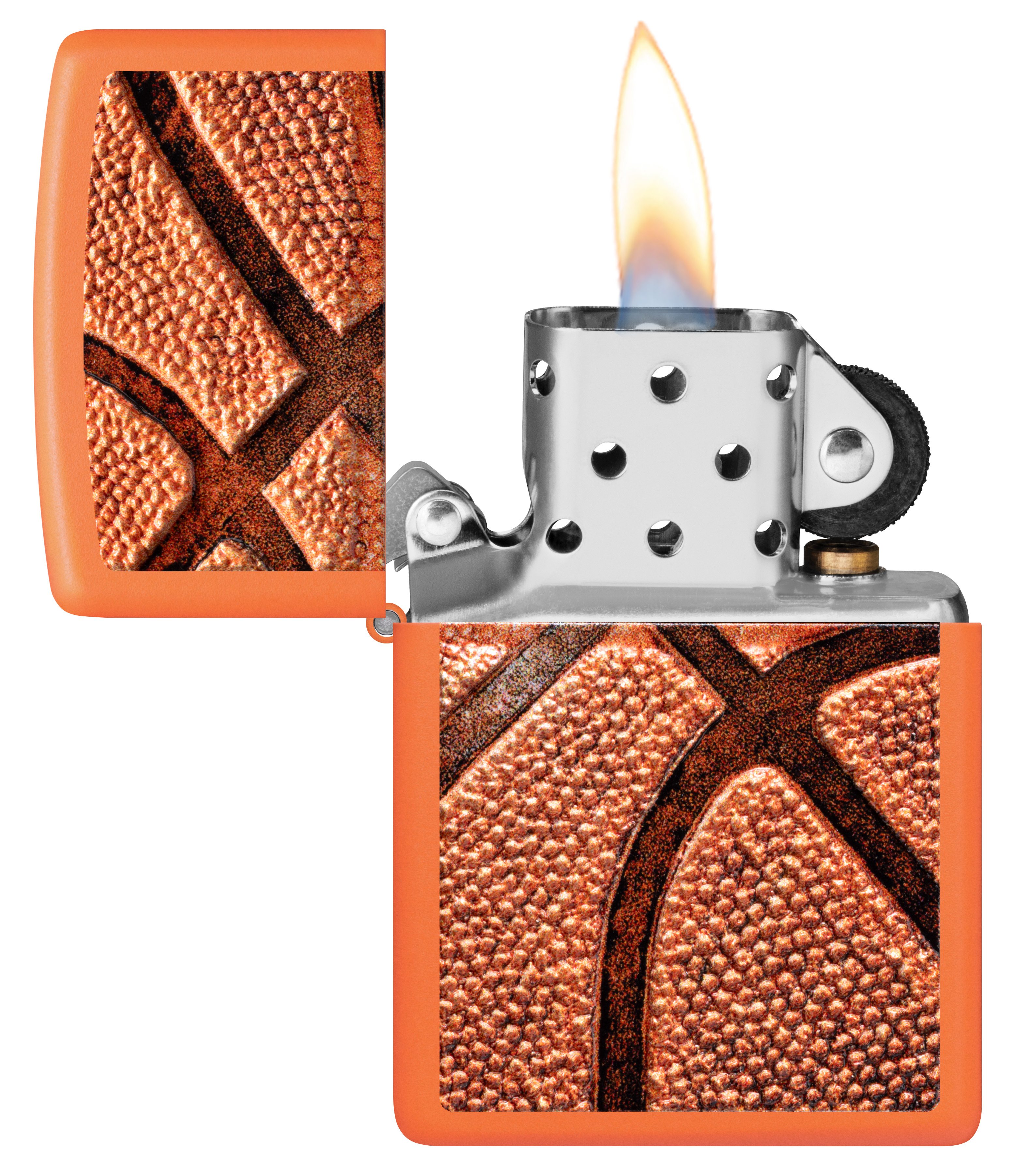 Front shot of Zippo Bejeweled Beetle Design High Polish Brass Windproof Lighter standing at a 3/4 angle.