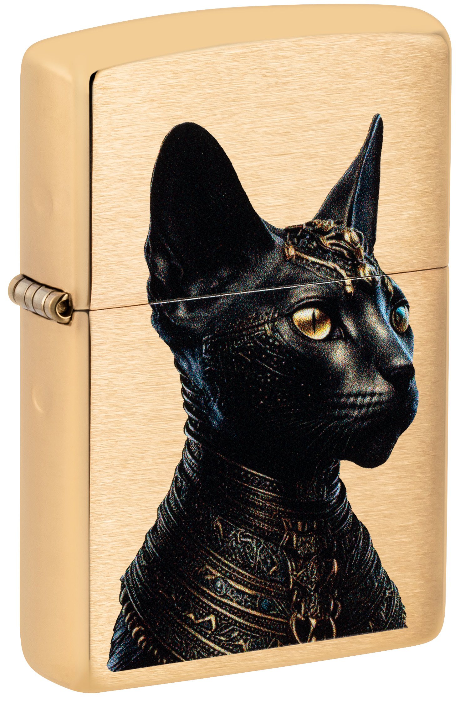 Front shot of Zippo Bejeweled Beetle Design High Polish Brass Windproof Lighter standing at a 3/4 angle.