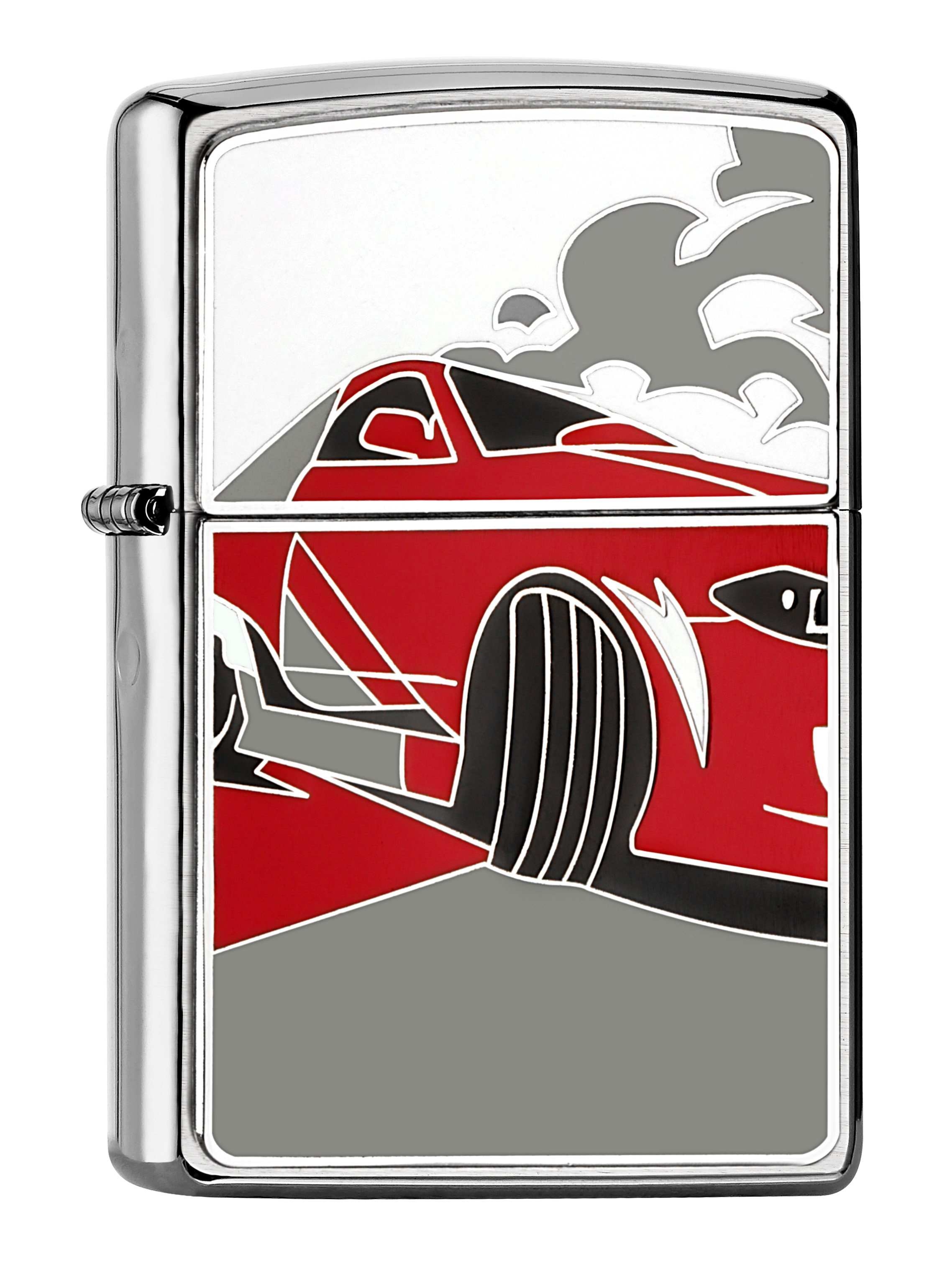 Front shot of Zippo Bejeweled Beetle Design High Polish Brass Windproof Lighter standing at a 3/4 angle.