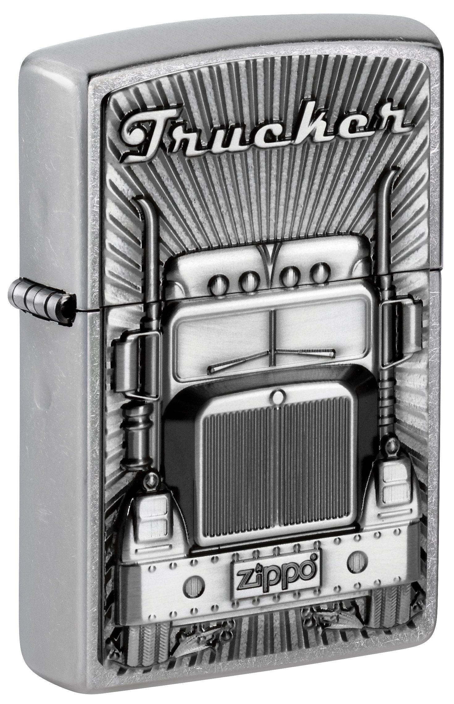 Front shot of Zippo Bejeweled Beetle Design High Polish Brass Windproof Lighter standing at a 3/4 angle.