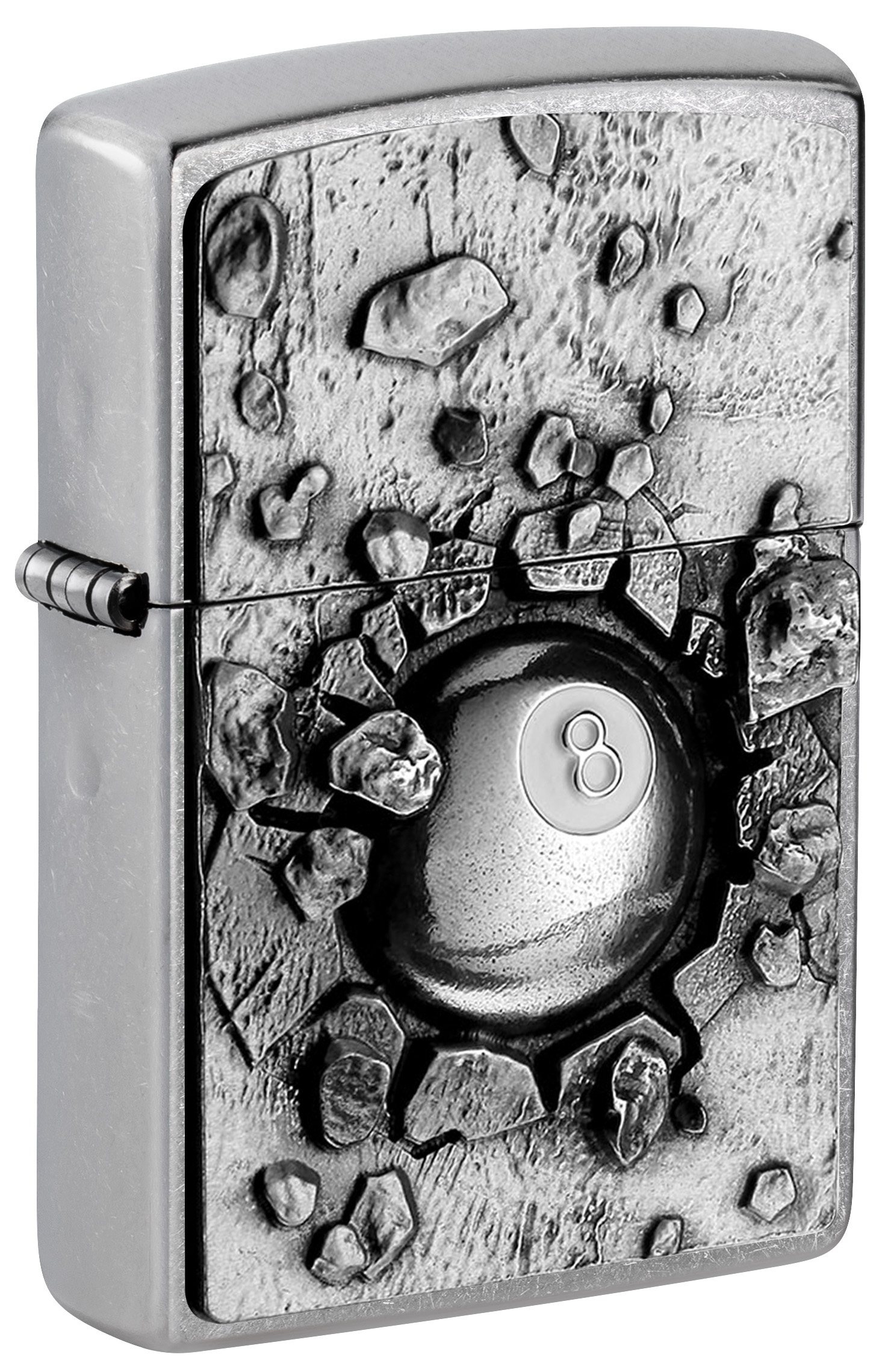 Front shot of Zippo Bejeweled Beetle Design High Polish Brass Windproof Lighter standing at a 3/4 angle.