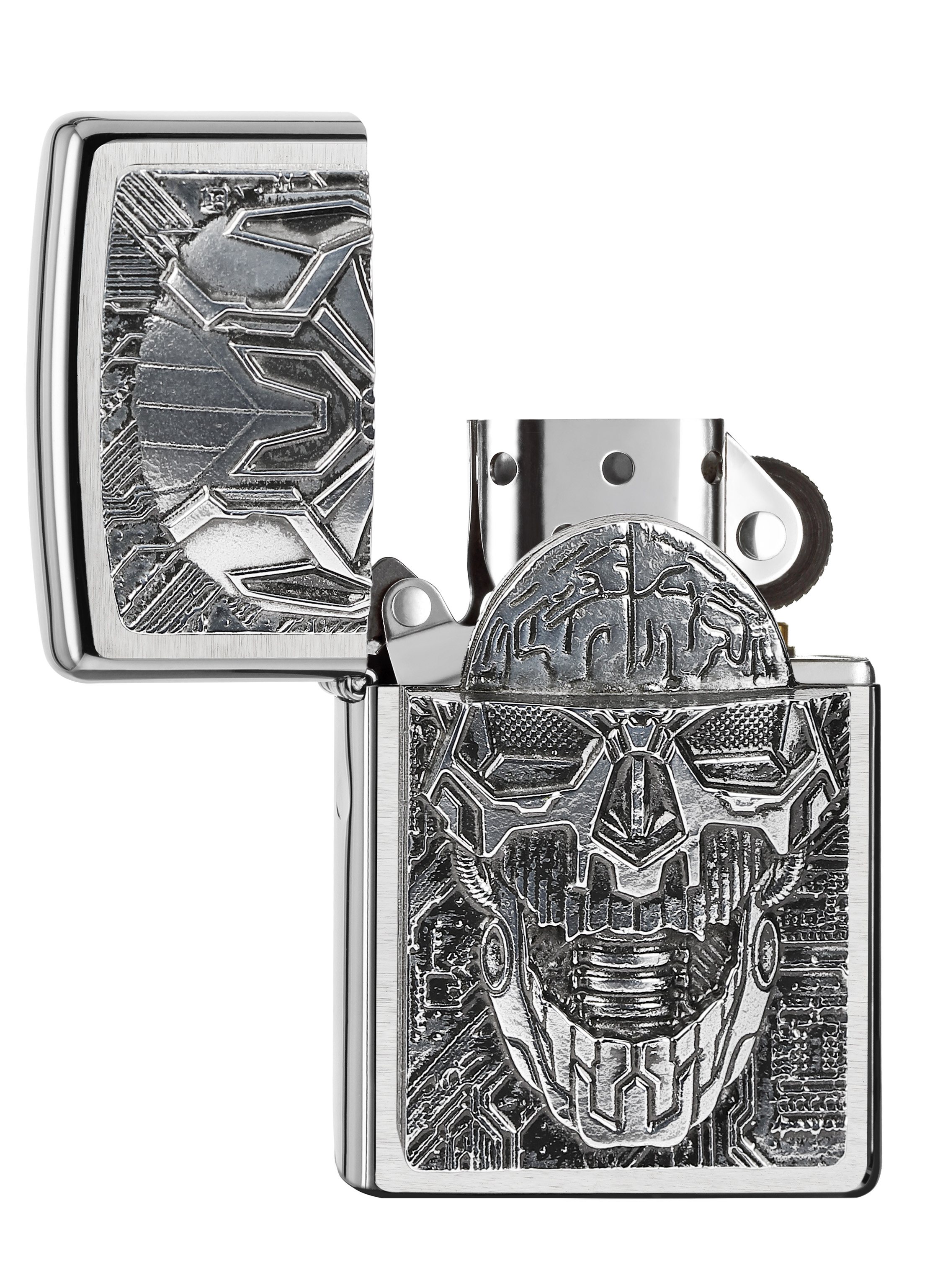 Front shot of Zippo Bejeweled Beetle Design High Polish Brass Windproof Lighter standing at a 3/4 angle.