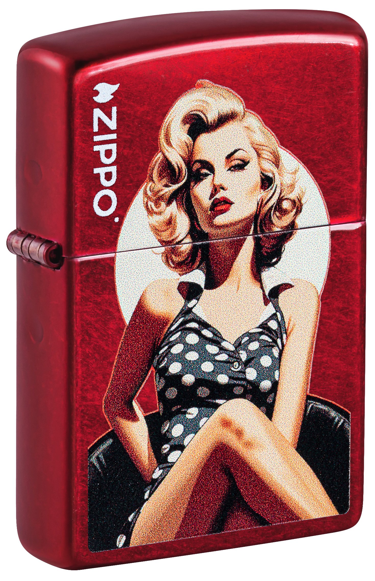 Front shot of Zippo Bejeweled Beetle Design High Polish Brass Windproof Lighter standing at a 3/4 angle.