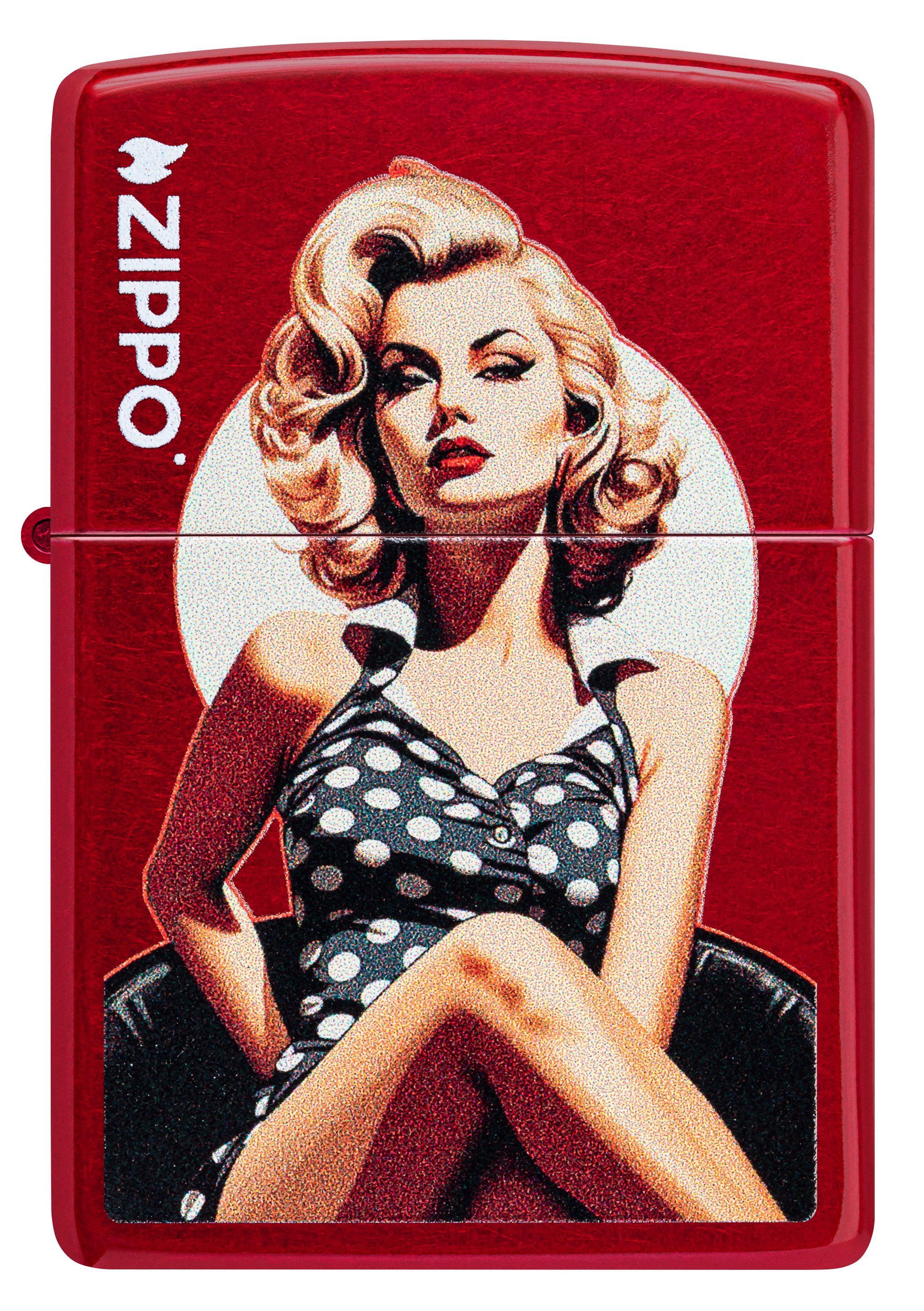 Front shot of Zippo Bejeweled Beetle Design High Polish Brass Windproof Lighter standing at a 3/4 angle.