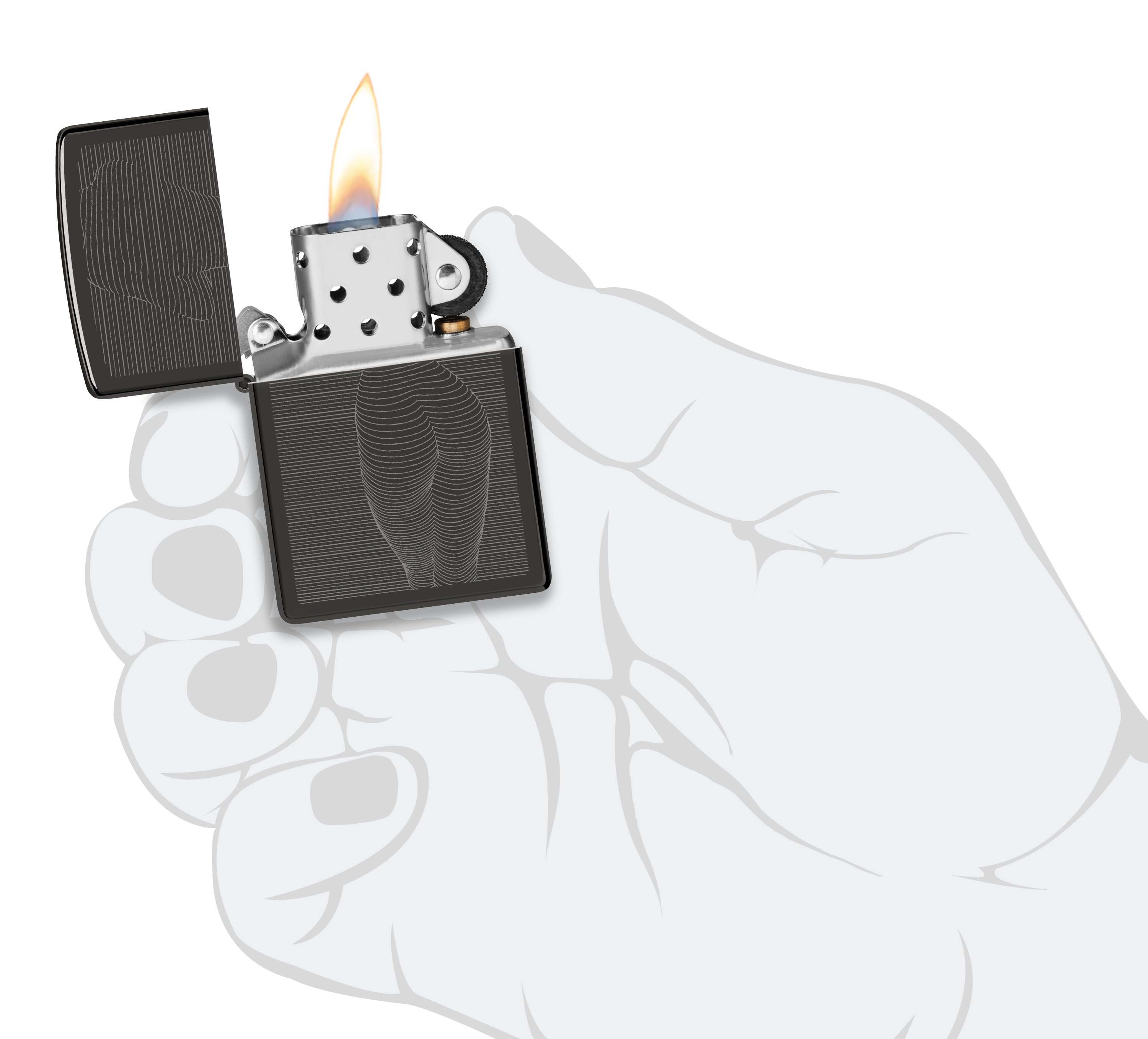 Front shot of Zippo Bejeweled Beetle Design High Polish Brass Windproof Lighter standing at a 3/4 angle.