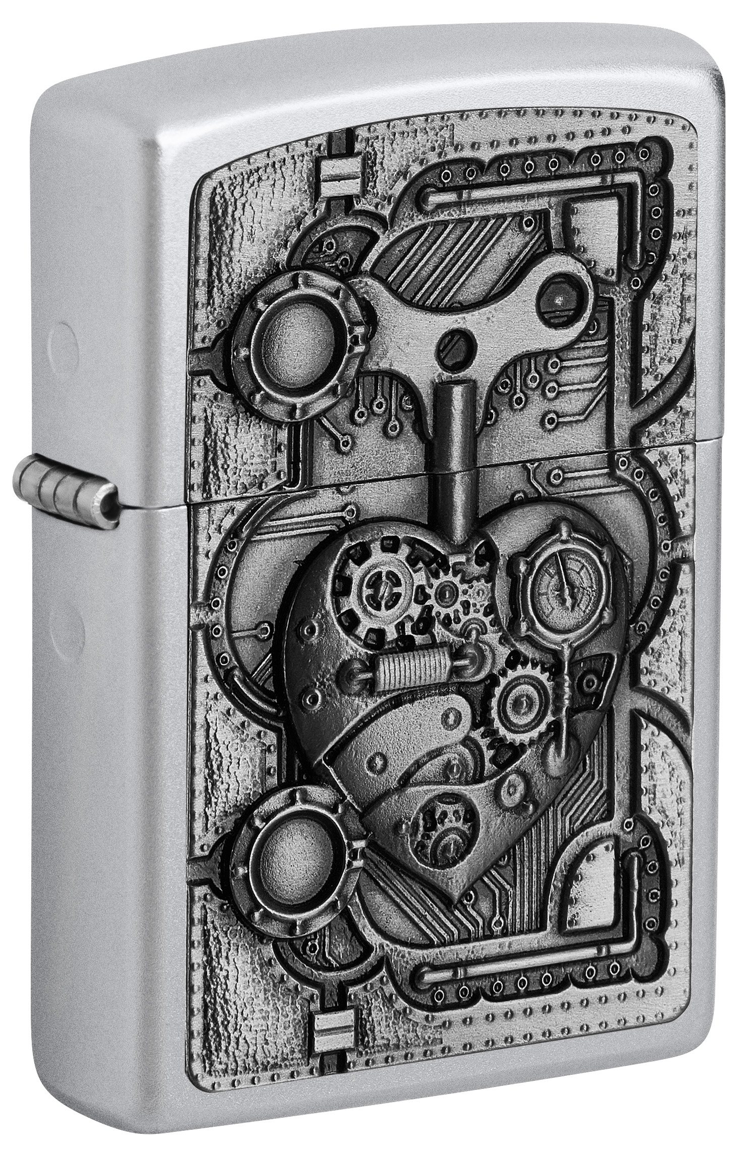 Front shot of Zippo Bejeweled Beetle Design High Polish Brass Windproof Lighter standing at a 3/4 angle.