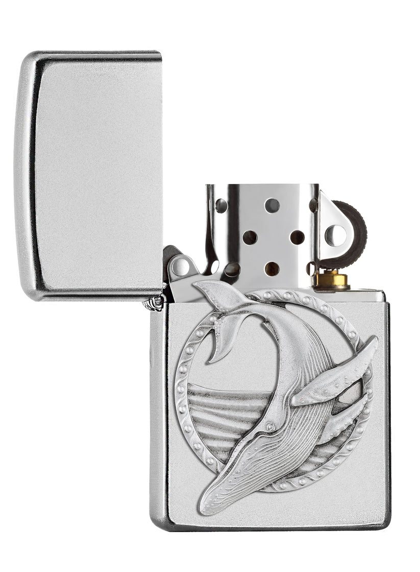 Front shot of Zippo Bejeweled Beetle Design High Polish Brass Windproof Lighter standing at a 3/4 angle.