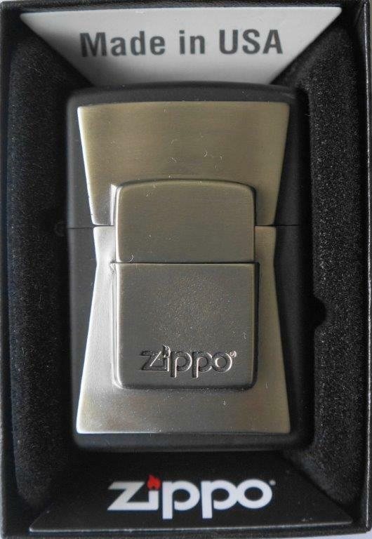 Front shot of Zippo Bejeweled Beetle Design High Polish Brass Windproof Lighter standing at a 3/4 angle.