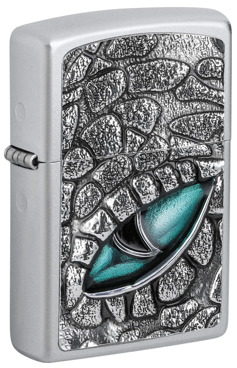 Front shot of Zippo Bejeweled Beetle Design High Polish Brass Windproof Lighter standing at a 3/4 angle.