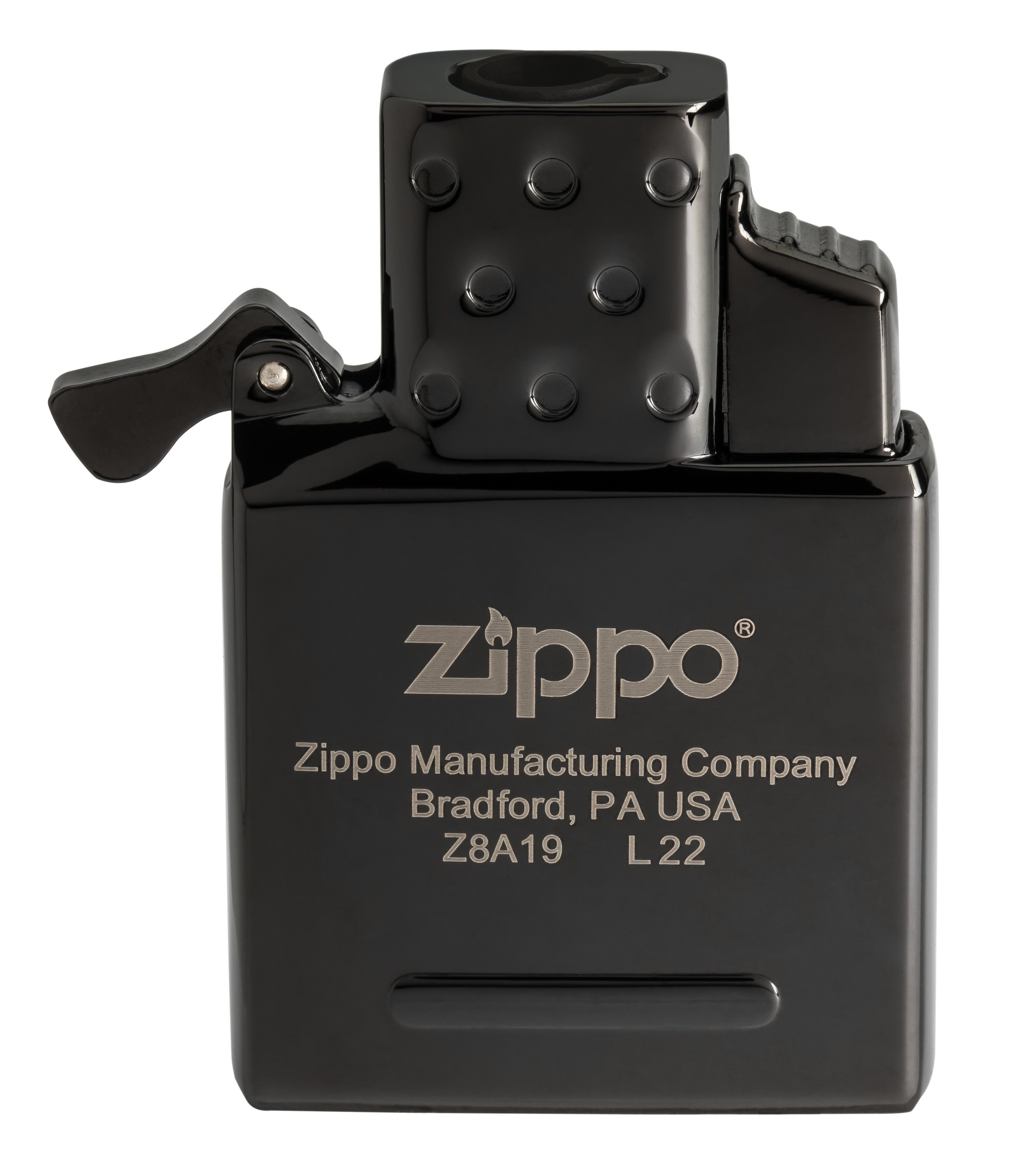 Front shot of Zippo Bejeweled Beetle Design High Polish Brass Windproof Lighter standing at a 3/4 angle.