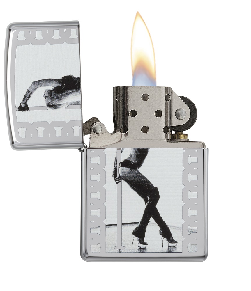 Front shot of Zippo Bejeweled Beetle Design High Polish Brass Windproof Lighter standing at a 3/4 angle.