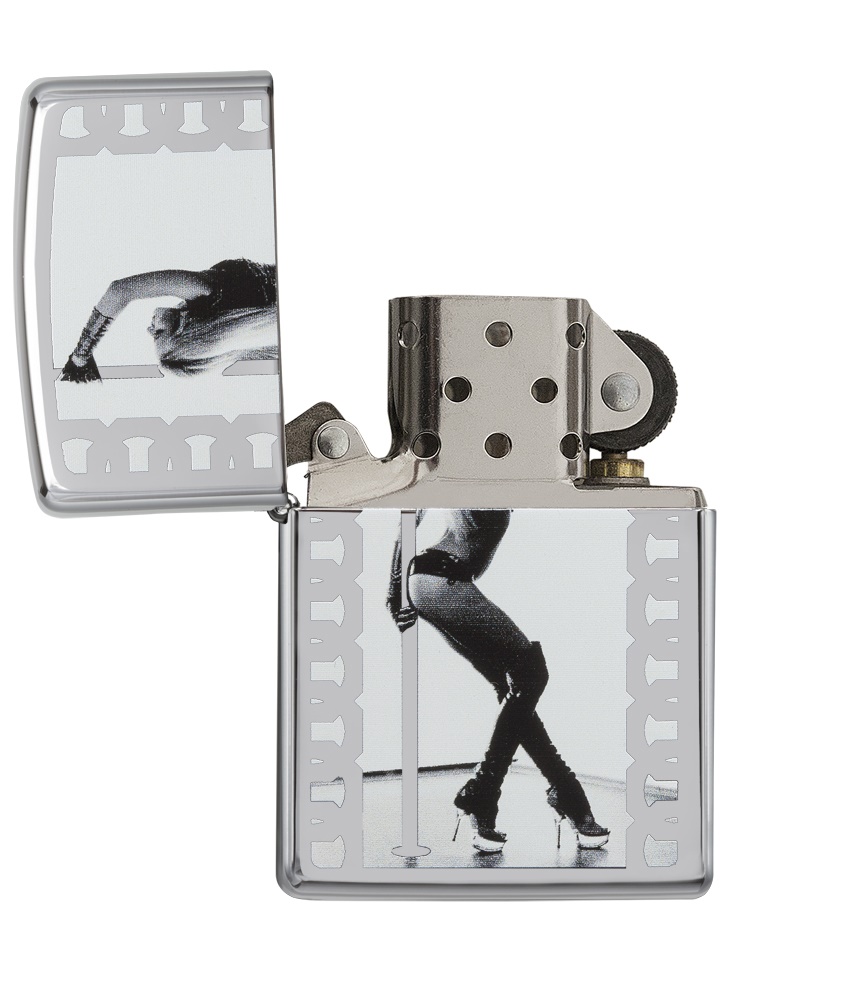Front shot of Zippo Bejeweled Beetle Design High Polish Brass Windproof Lighter standing at a 3/4 angle.